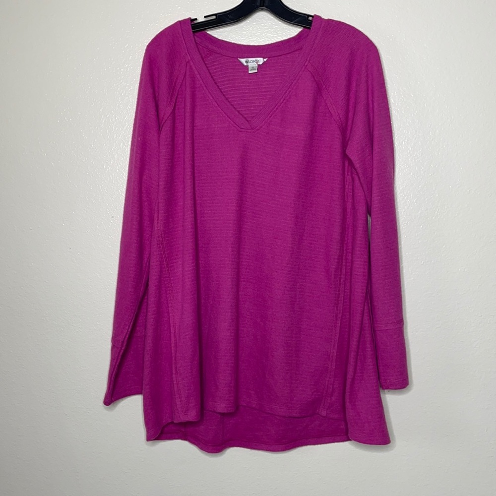 Wildfox V-neck Sweater sz XL Hot Pink